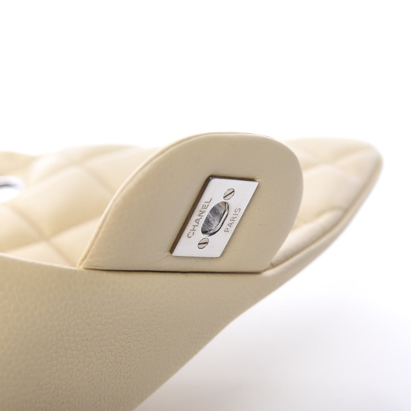 Caviar Quilted Jumbo Double Flap Beige Clair