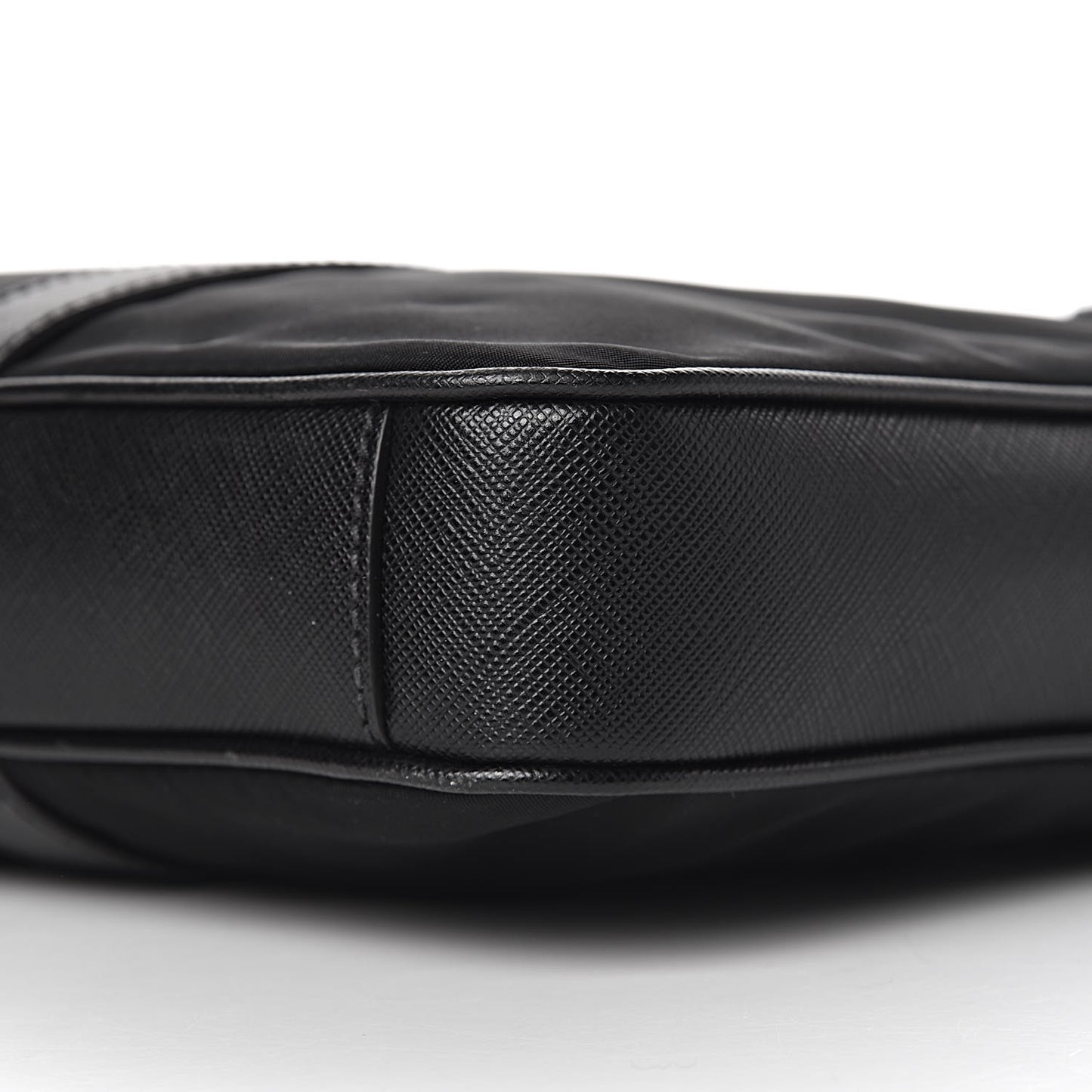 Tessuto Nylon Saffiano Metal Triangle Logo Work Bag Black