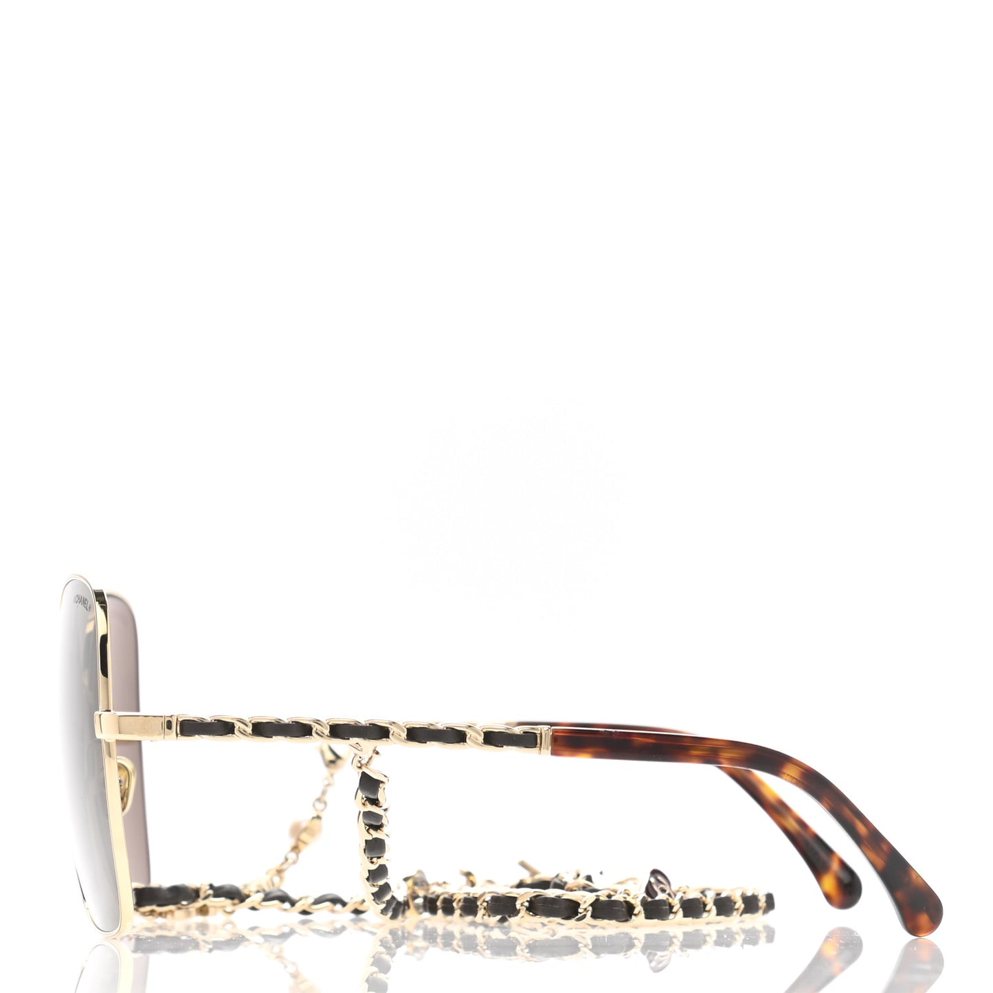 Metal Square Frame Chain Sunglasses 4274-Q Brown