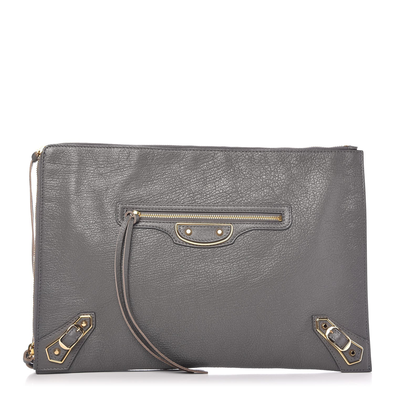 Balenciaga Chevre Gold Metallic Edge Hardware Pouch Gris Acier 1 of 10