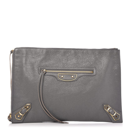 Balenciaga Chevre Gold Metallic Edge Hardware Pouch Gris Acier 1 of 10