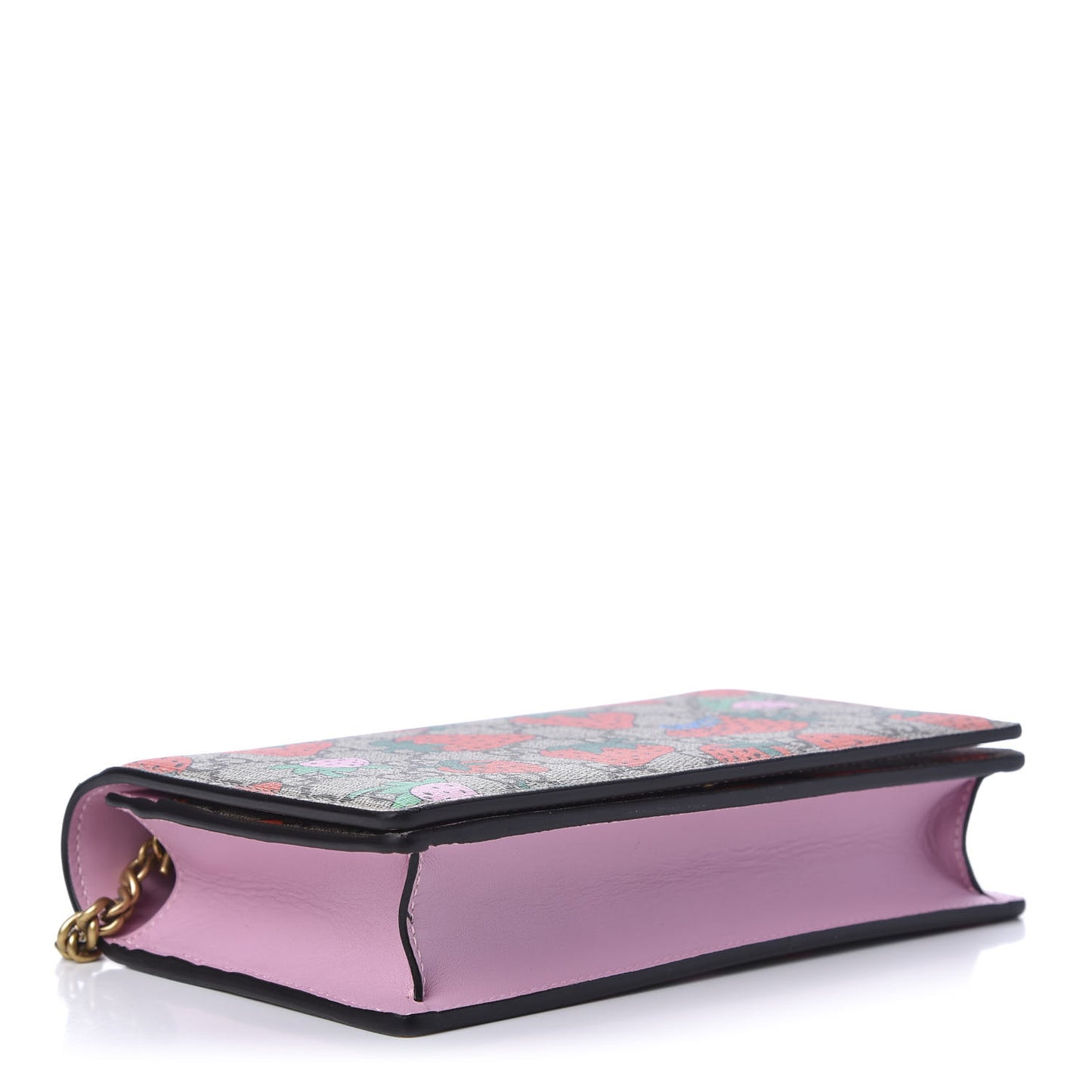 GG Supreme Monogram Strawberry Chain Wallet