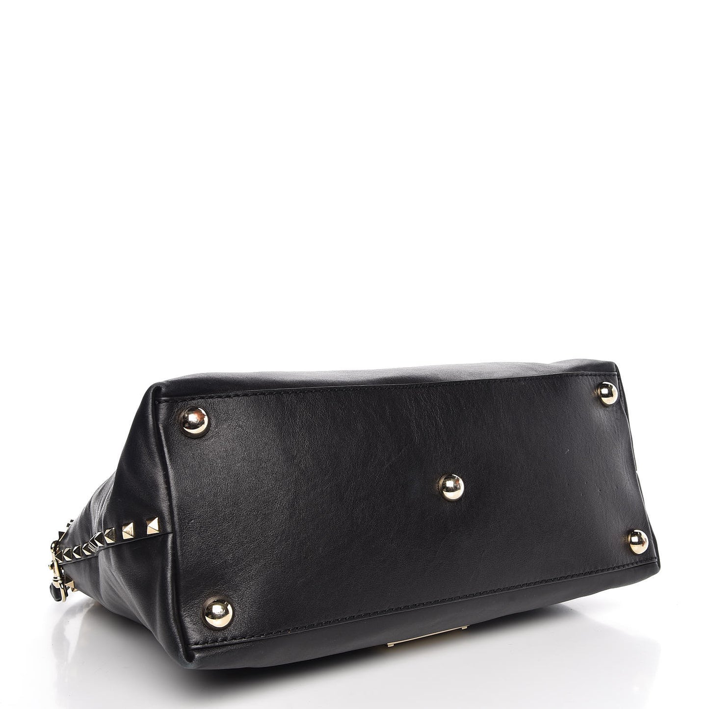 Vitello Rockstud Dome Satchel Black
