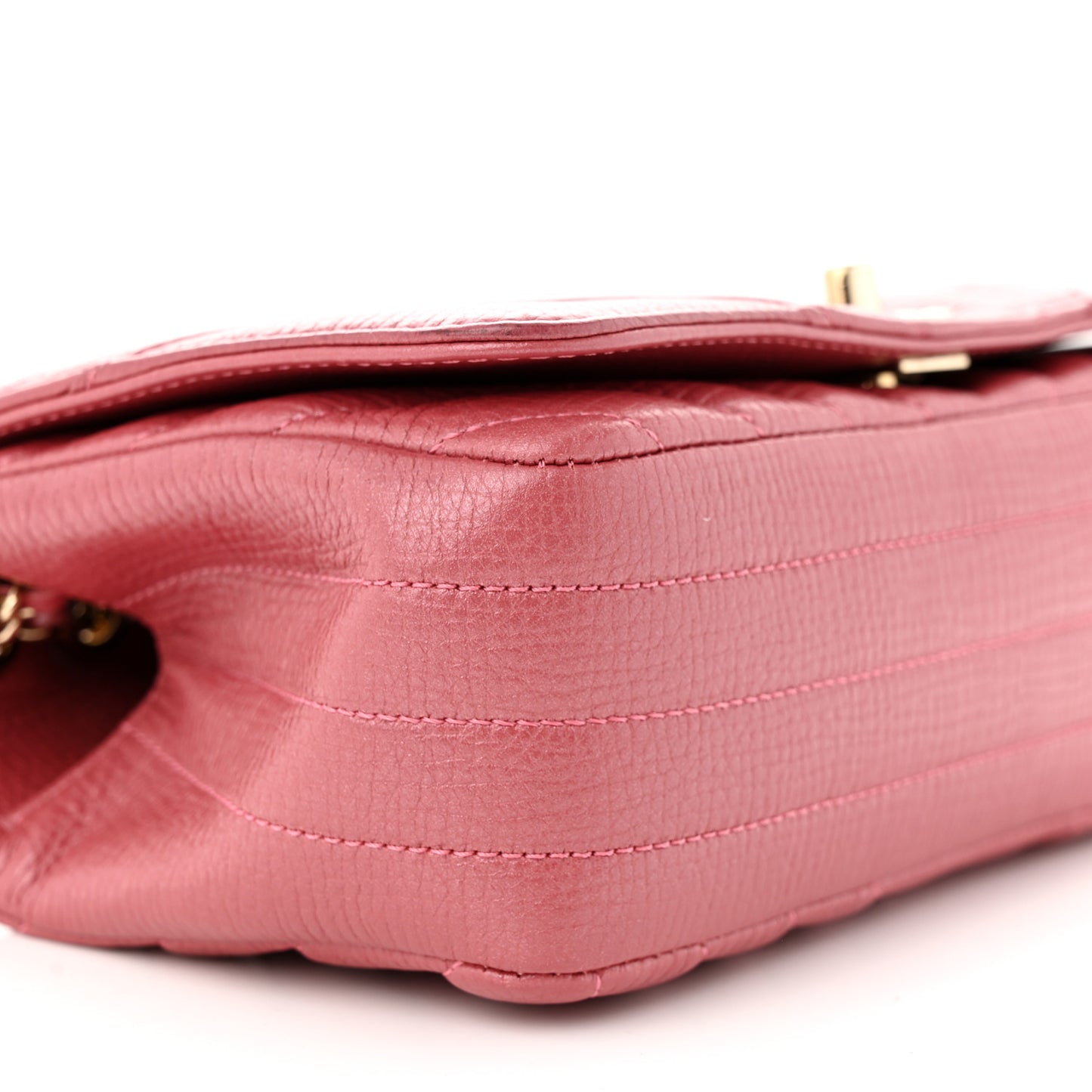 Calfskin Chevron Quilted Statement Flap Pink