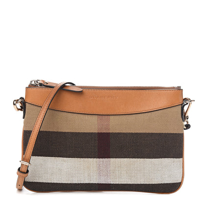 Burberry Mega Check Peyton Crossbody Clutch Bag Saddle Brown 1 of 11