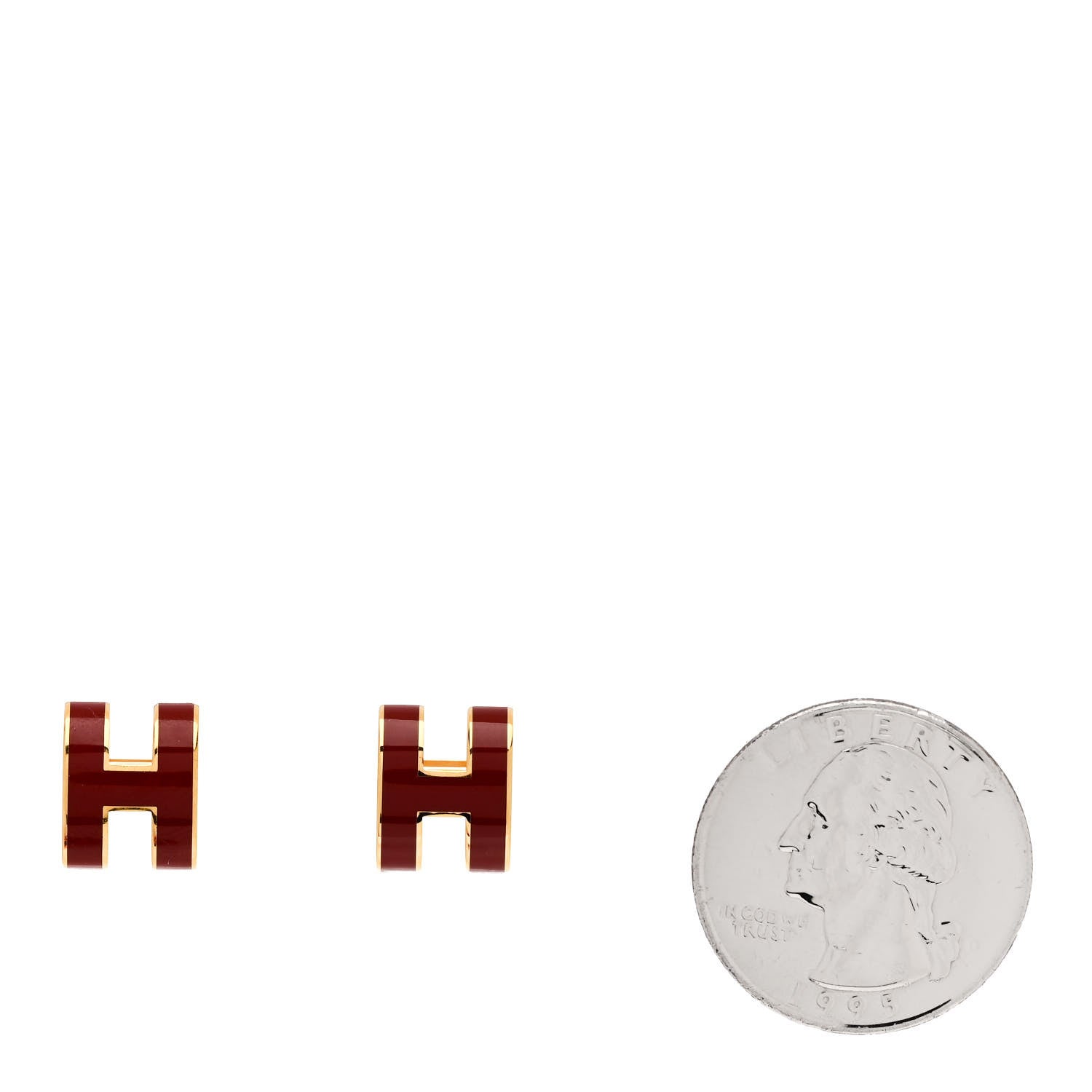 Hermes Gold Lacquered Mini Pop H Earrings New Rough H 2 of 5