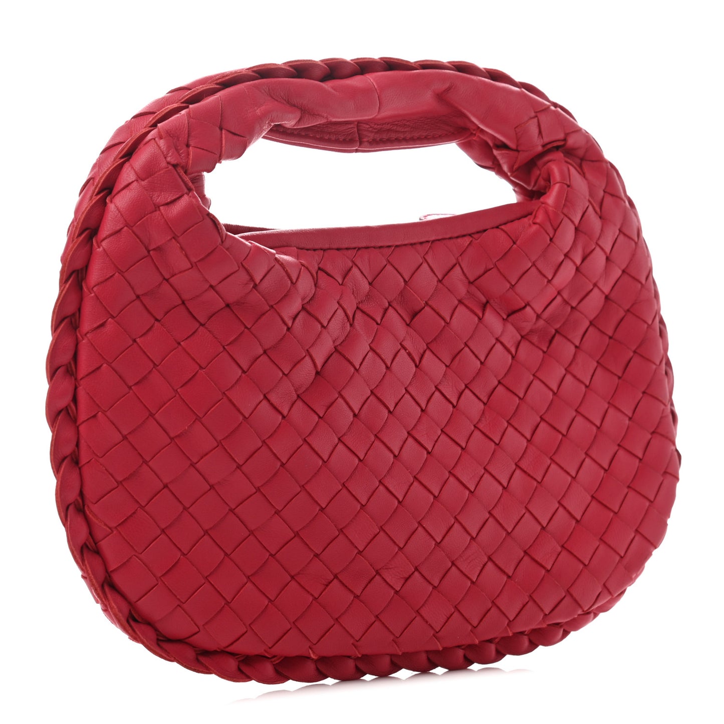 Nappa Intrecciato Mini Veneta Hobo Fuchsia