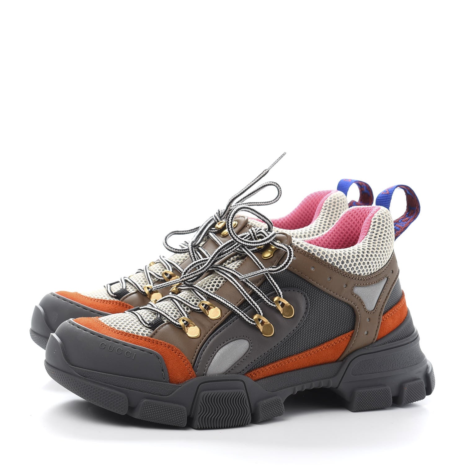 Gucci X SEGA Mesh Canvas Calfskin Womens Flashtrek Sneakers 39 White Box Pink Ardesia Loess 3 of 9