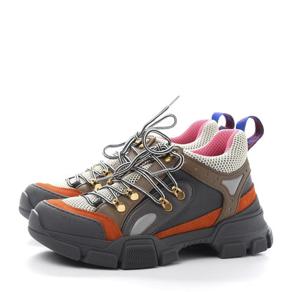 Gucci X SEGA Mesh Canvas Calfskin Womens Flashtrek Sneakers 39 White Box Pink Ardesia Loess 3 of 9