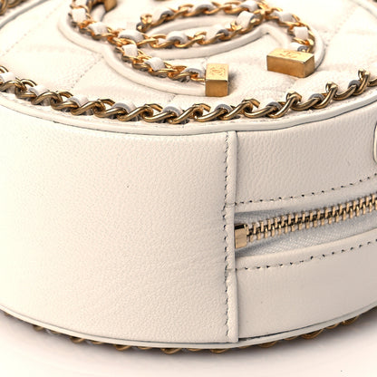 Chanel Lambskin Quilted Round Filigree Chain Around Crossbody White 9 of 10