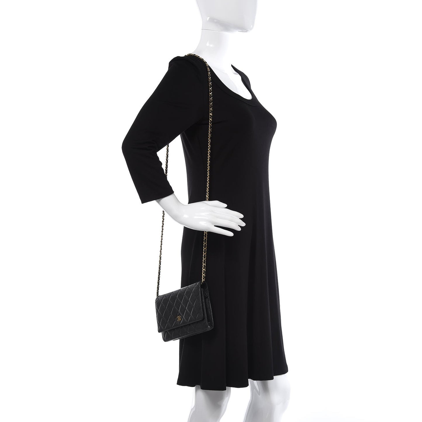 Caviar Quilted Wallet On Chain WOC Black