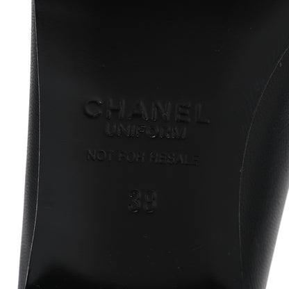 Chanel Calfskin Womens Stitched CC Loafers 38 Black 8 of 10