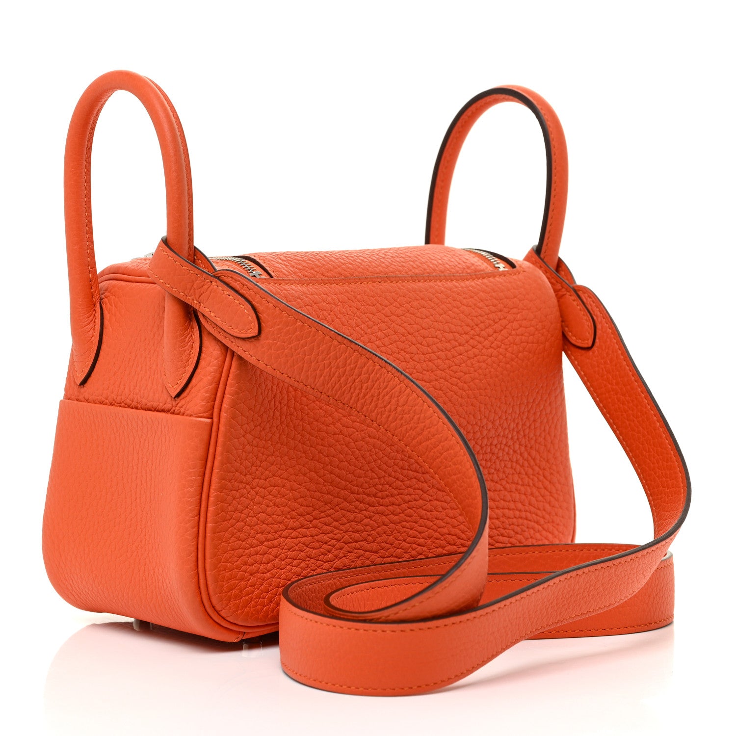 Hermes Taurillon Clemence Mini Lindy 20 Feu 3 of 11