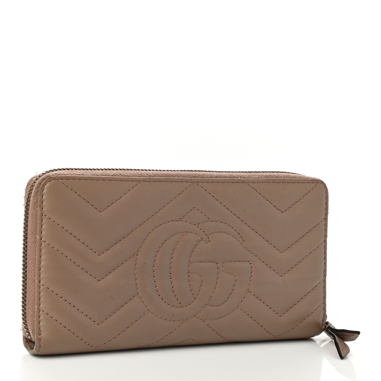 Gucci Calfskin Matelasse GG Marmont Zip Around Wallet Porcelain Rose 2 of 7