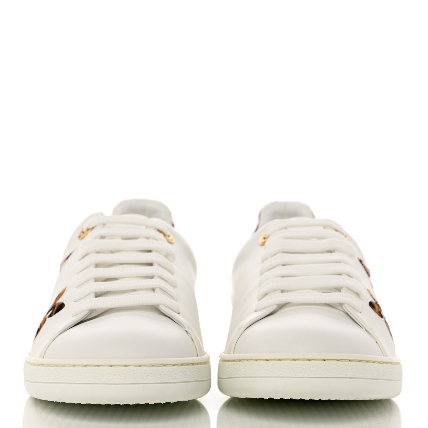 Calfskin Calf Hair Monogram Giant Jungle Frontrow Sneakers 41 White