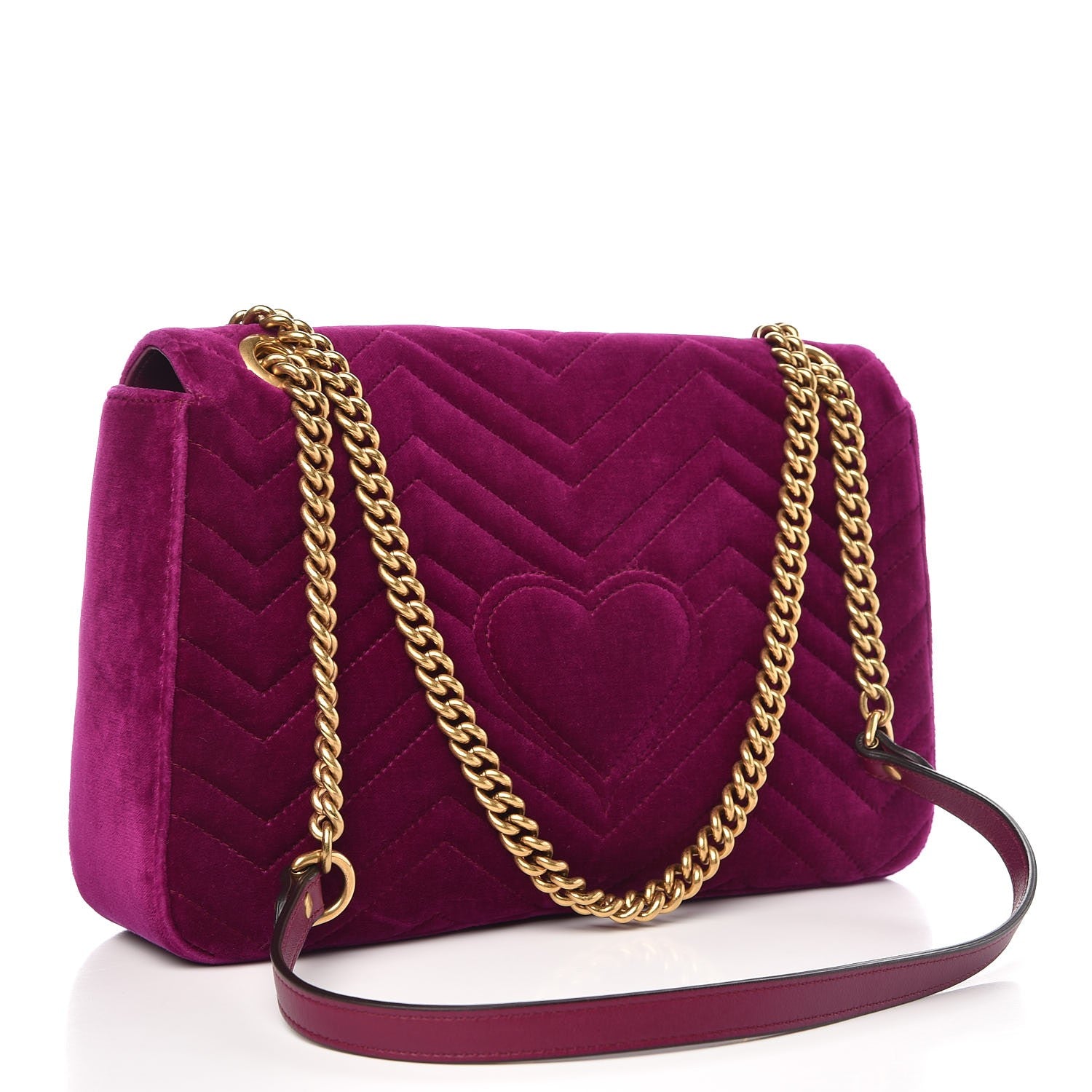 Gucci Velvet Matelasse Medium GG Marmont Shoulder Bag Fuchsia Violet Cyclamen 3 of 7