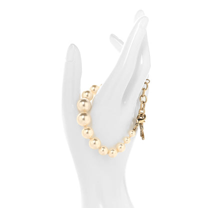 Chanel Graduated Pearl Crystal CC Bracelet Gold 2 of 5