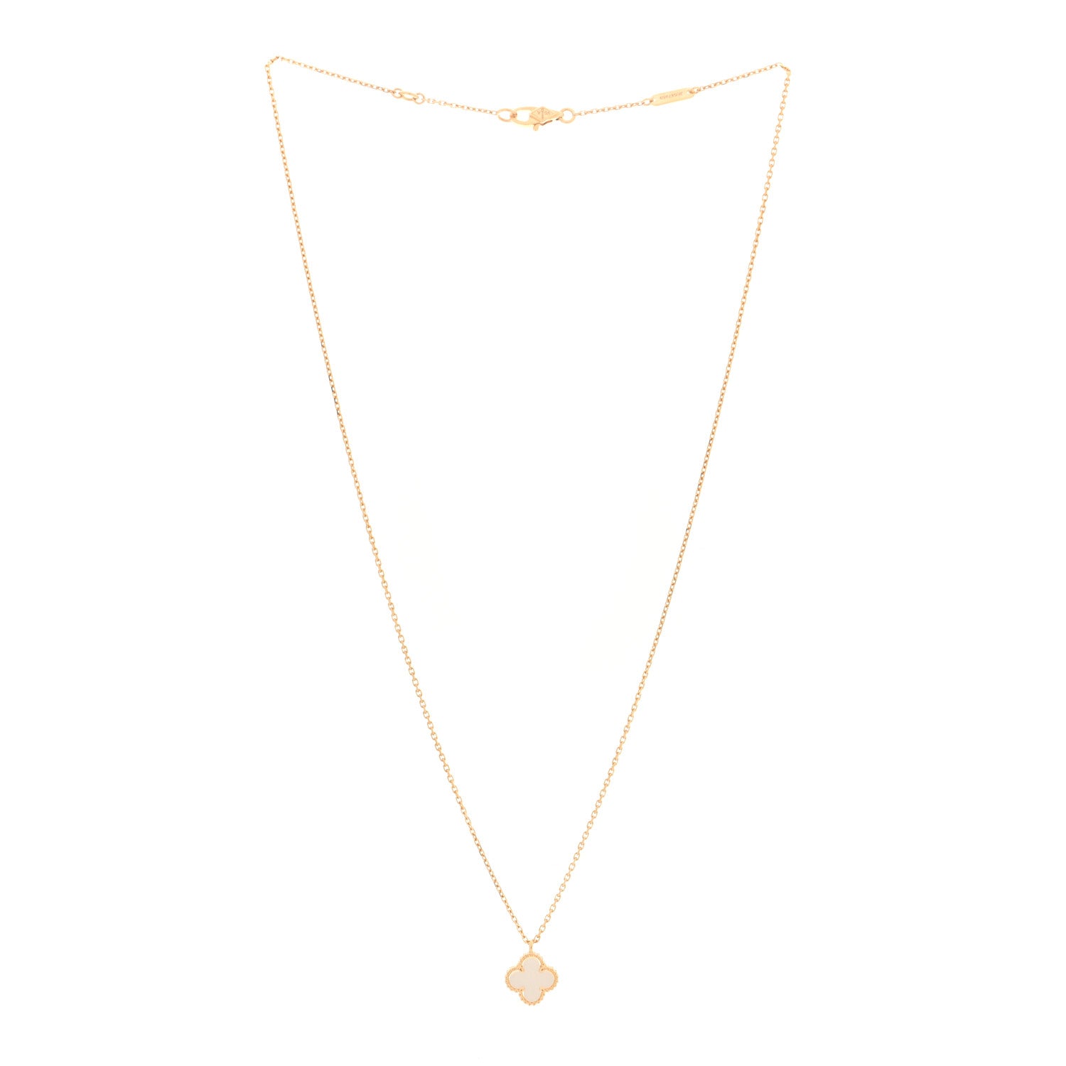 Van Cleef & Arpels 18K Yellow Gold Mother of Pearl Sweet Alhambra Pendant Necklace 3 of 5