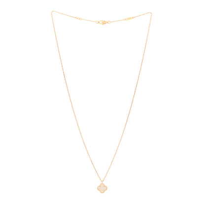 Van Cleef & Arpels 18K Yellow Gold Mother of Pearl Sweet Alhambra Pendant Necklace 3 of 5