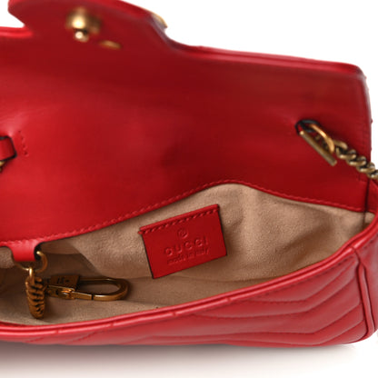 Gucci Calfskin Matelasse Super Mini GG Marmont Shoulder Bag Hibiscus Red 5 of 16