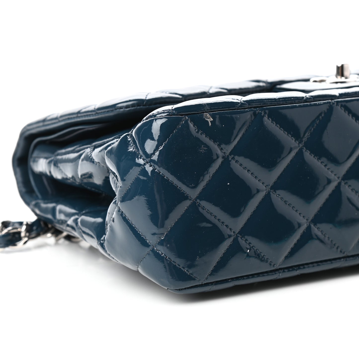 Patent Quilted Jumbo Double Flap Blue