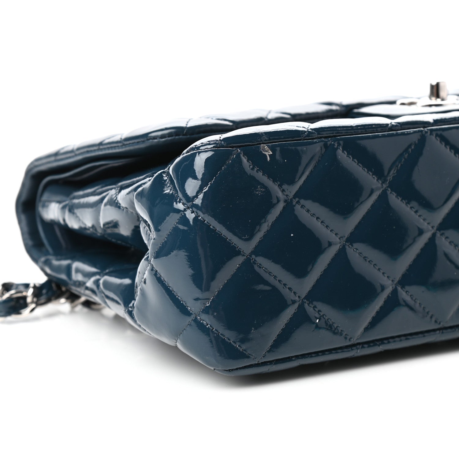 Chanel Patent Quilted Jumbo Double Flap Blue 9 of 10