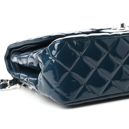Chanel Patent Quilted Jumbo Double Flap Blue 9 of 10