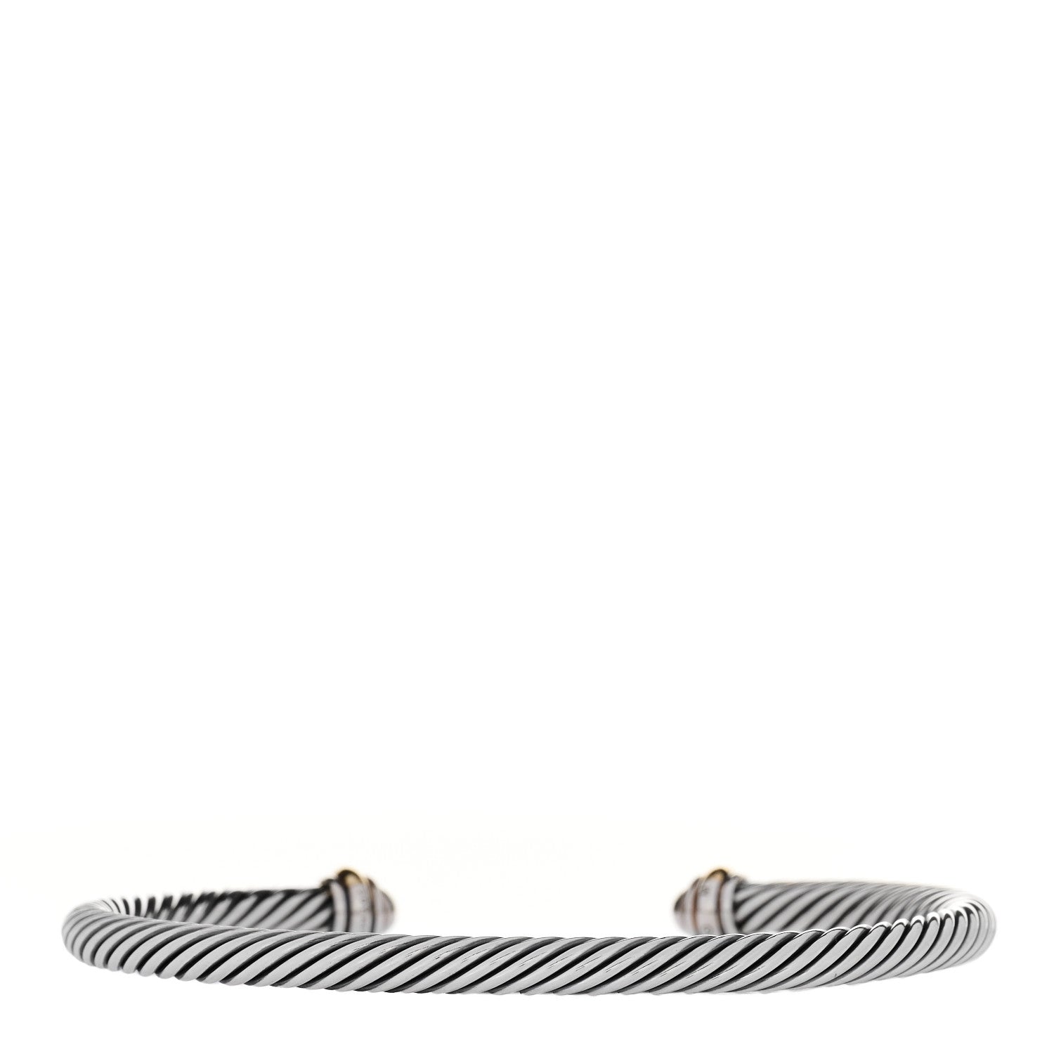David Yurman Sterling Silver 18K Yellow Gold 4mm Cable Classics Bracelet 3 of 5