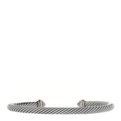 David Yurman Sterling Silver 18K Yellow Gold 4mm Cable Classics Bracelet 3 of 5