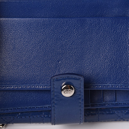 Christian Dior Patent Cannage Lady Dior Compact Wallet Blue 8 of 11