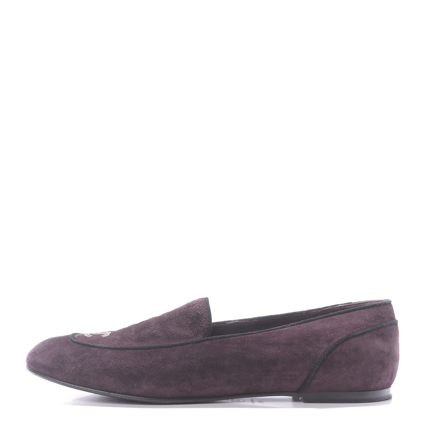 Suede Calfskin Womens Mocassin CC Flats 41.5 Purple