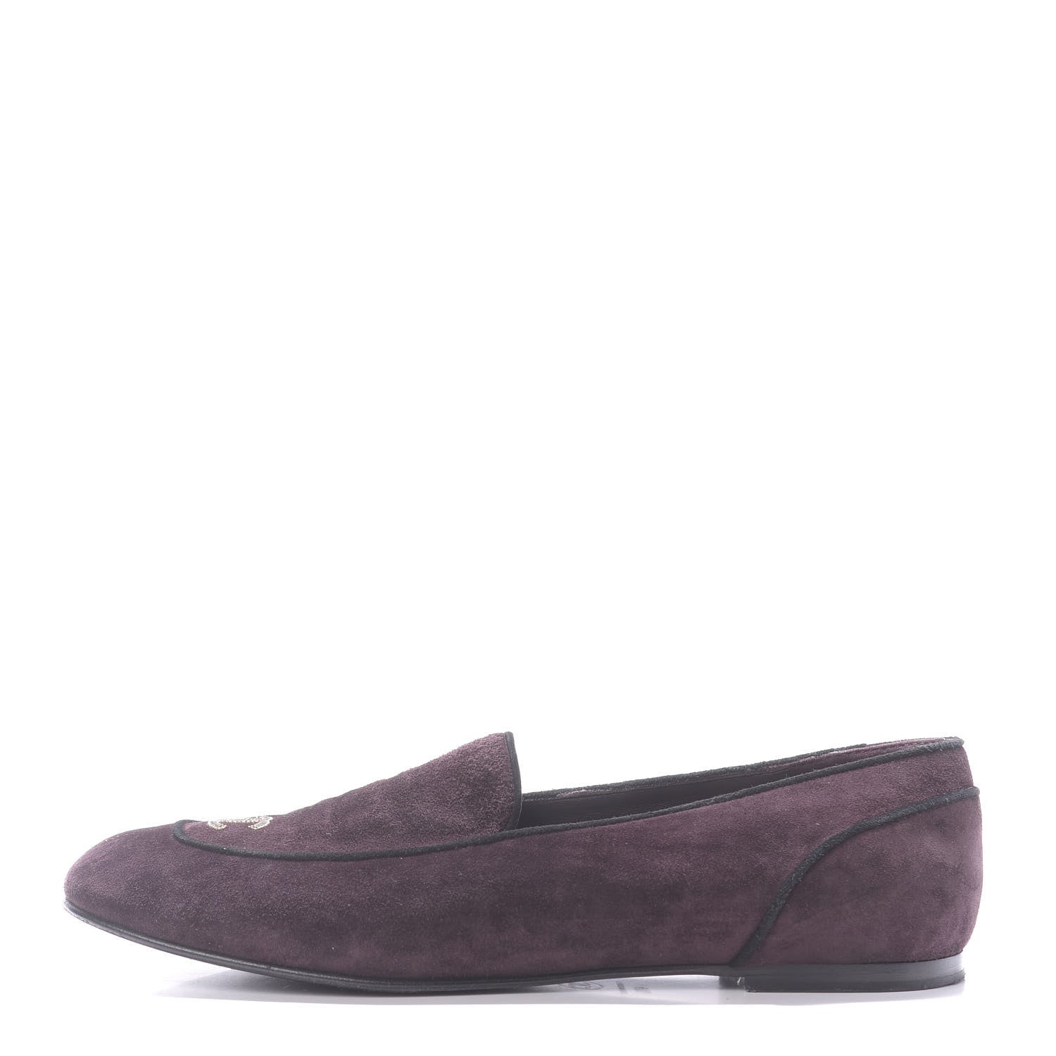 Chanel Suede Calfskin Womens Mocassin CC Flats 41.5 Purple 1 of 12