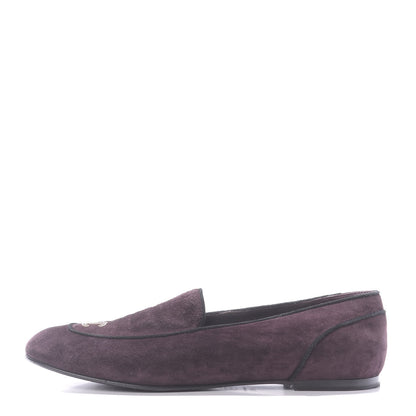Chanel Suede Calfskin Womens Mocassin CC Flats 41.5 Purple 1 of 12