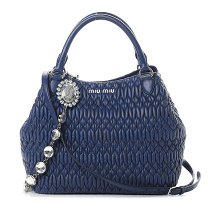 Miu Miu Nappa Matelasse Crystal Tote Inchiostro 1 of 11