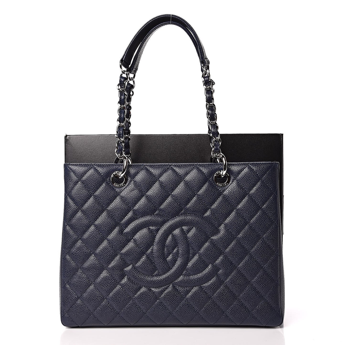Caviar Quilted Grand Shopping Tote GST Navy Blue