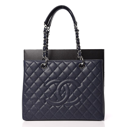 Chanel Caviar Quilted Grand Shopping Tote GST Navy Blue 10 of 10