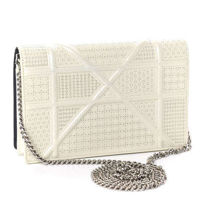 Christian Dior Patent Micro-Cannage Diorama Wallet on Chain Pouch White 3 of 9