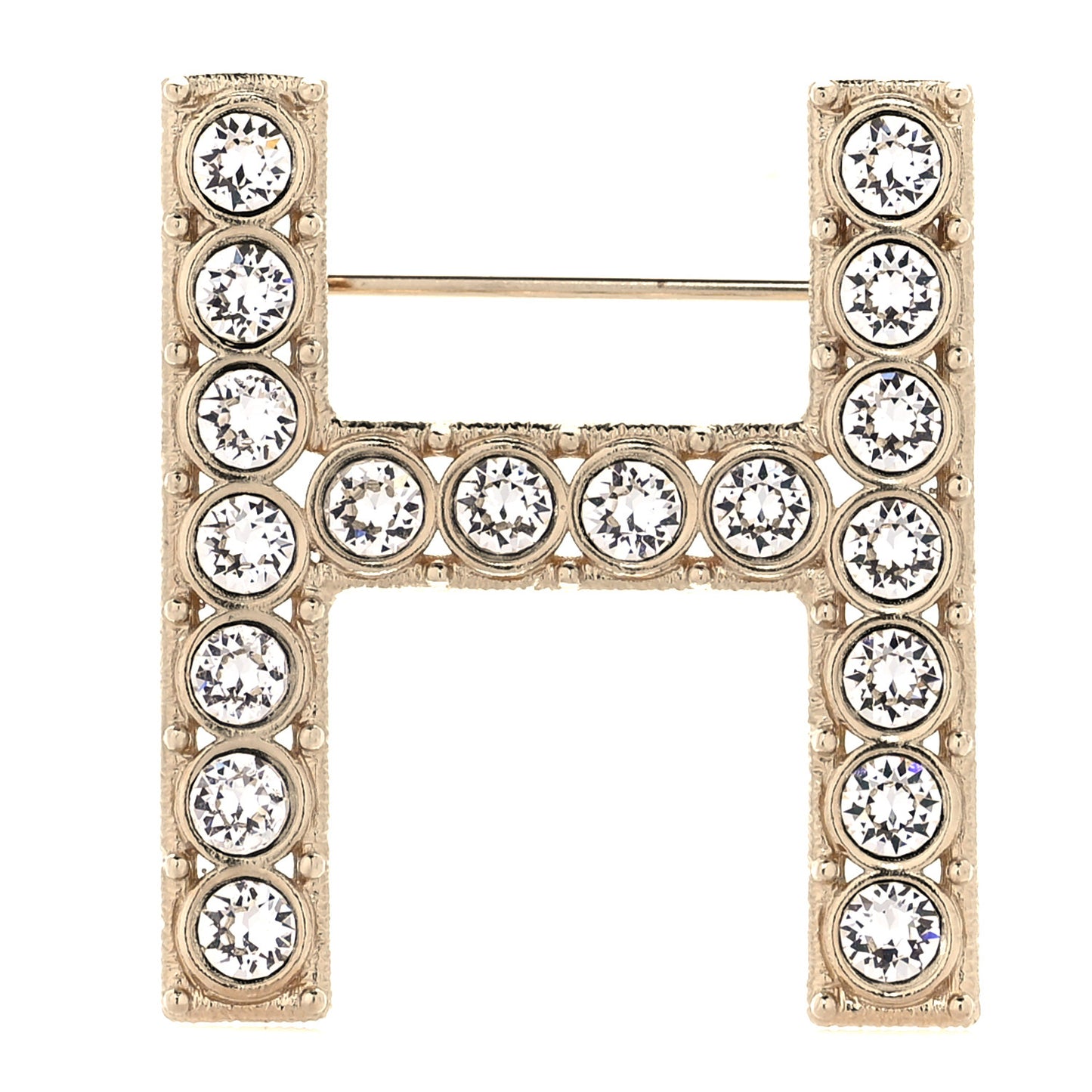 Crystal Cha-Nel Logo Brooch Set Gold