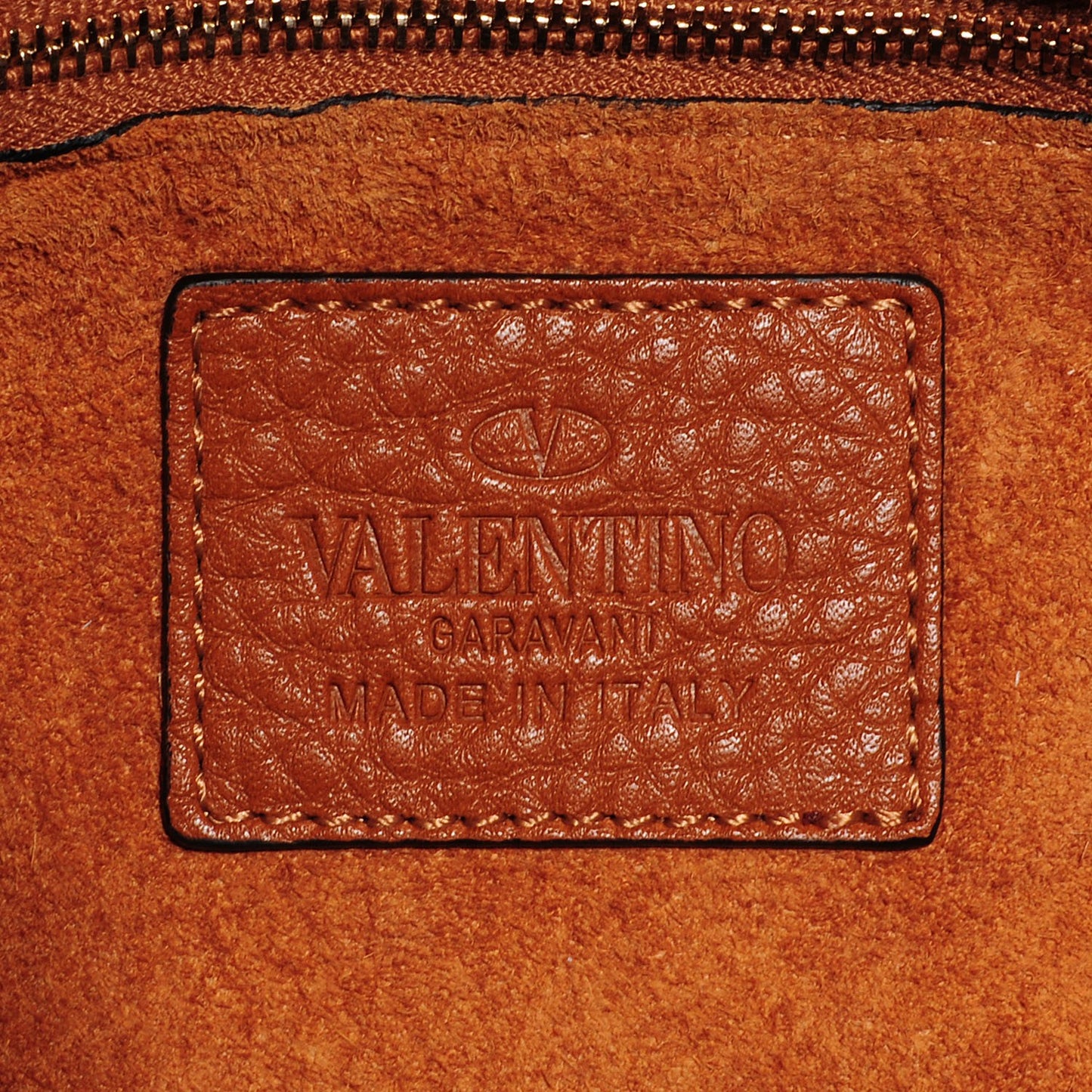 Grained Calfskin Rockstud Dome Satchel Brown