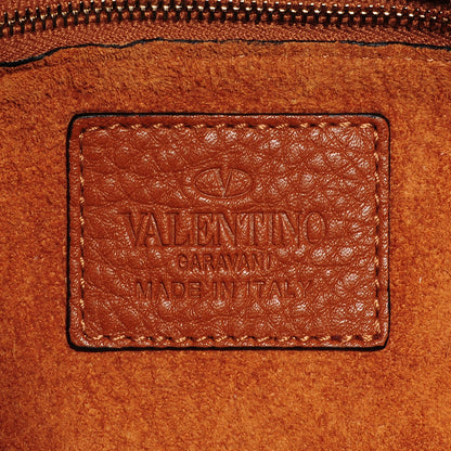 Valentino Garavani Grained Calfskin Rockstud Dome Satchel Brown 6 of 7