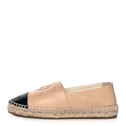 Chanel Lambskin CC Espadrilles 36 Beige Black 1 of 13