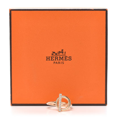 Hermes 18K Rose Gold Diamond PM Echappee Ring 52 6 4 of 4