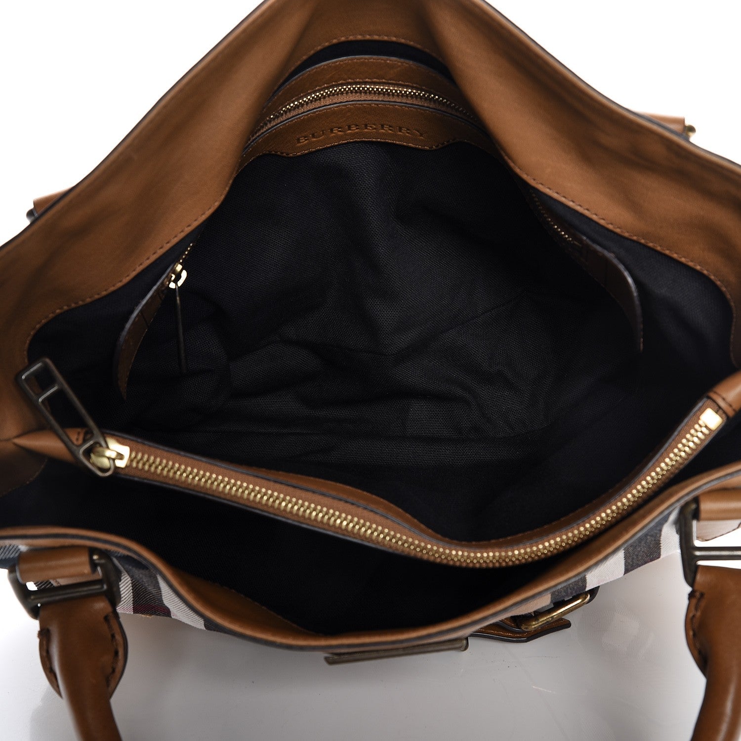 Burberry Canvas House Check Parsons Shoulder Bag Saddle Brown 5 of 10