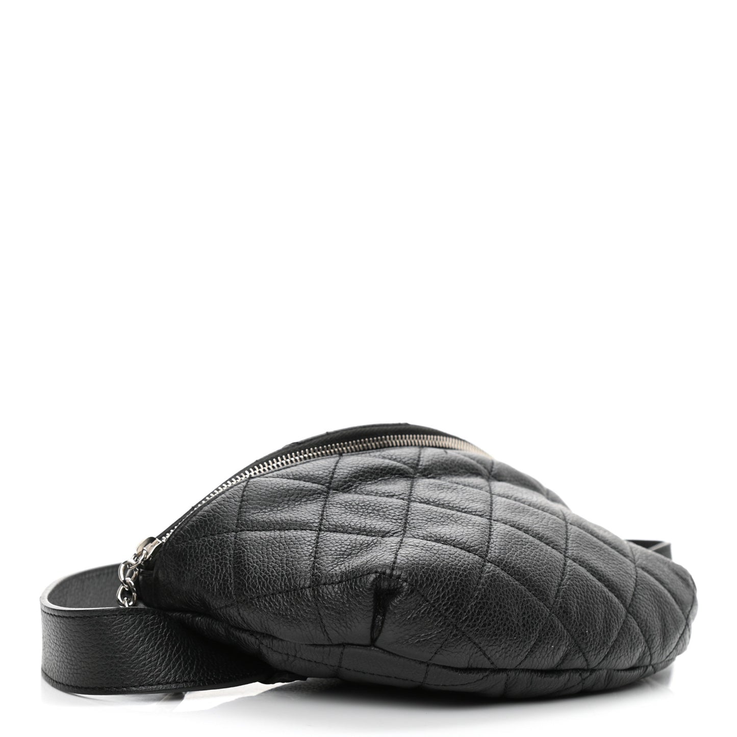 Grained Calfskin Quilted Waist Belt Bag Black