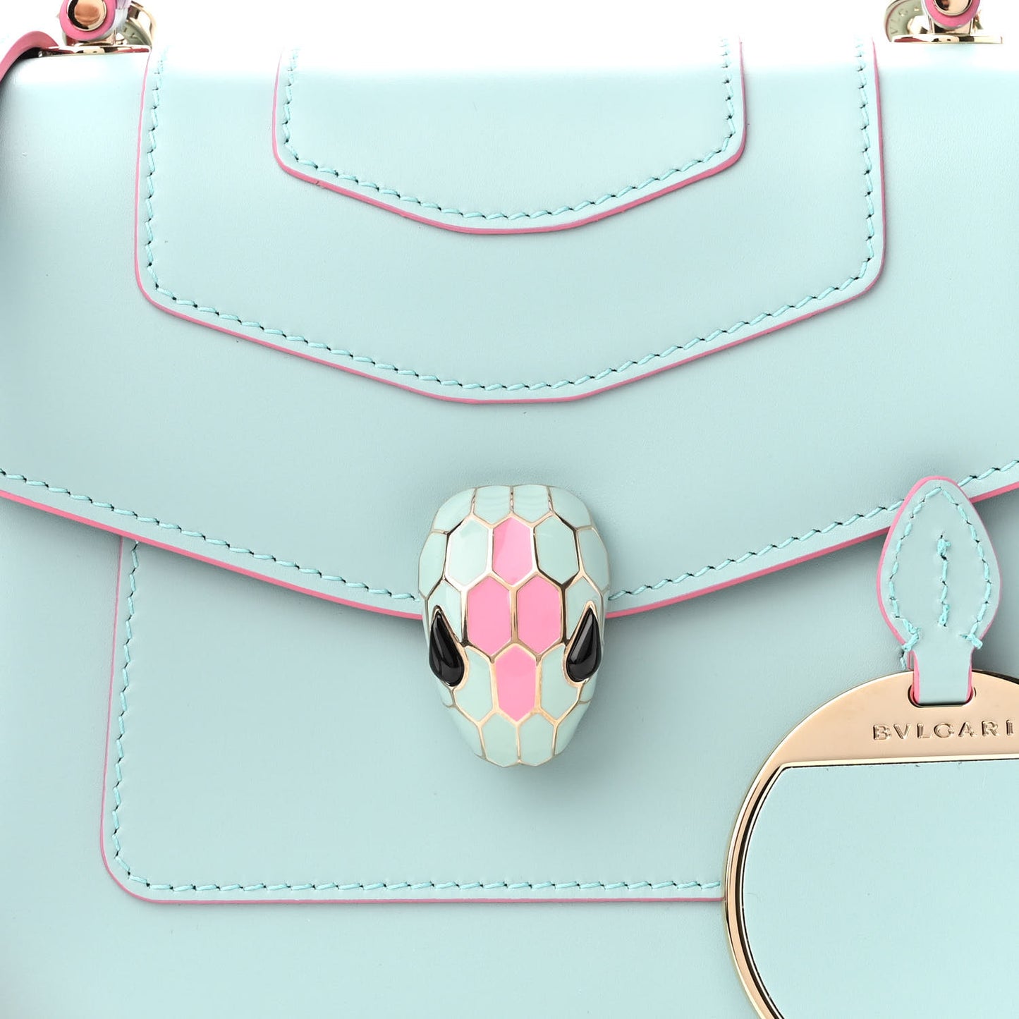Calfskin Serpenti Forever Top Handle Blue Pink