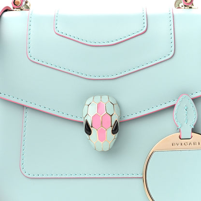 Bulgari Calfskin Serpenti Forever Top Handle Blue Pink 7 of 9