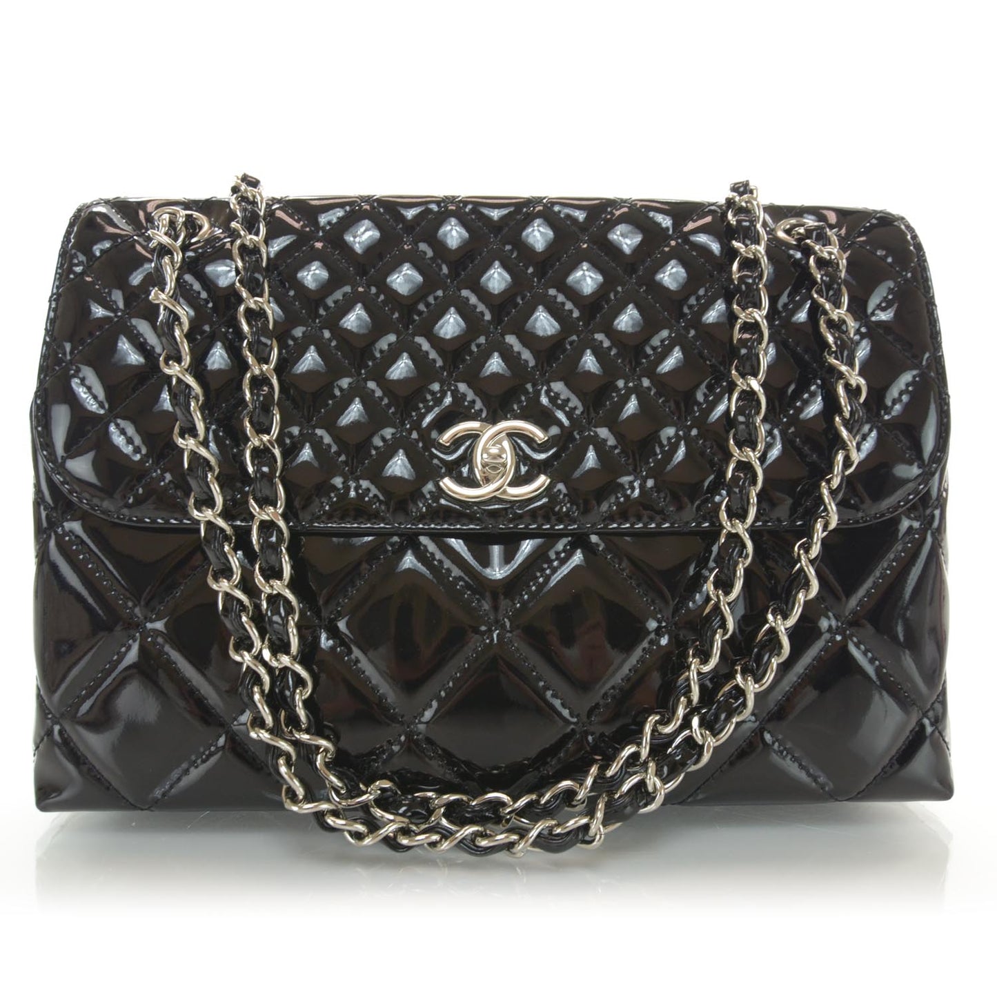 Vinyl Quilted In the Business Flap Bag Black