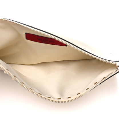 Valentino Garavani Vitello Large Rockstud Zip Pouch Light Ivory 7 of 9