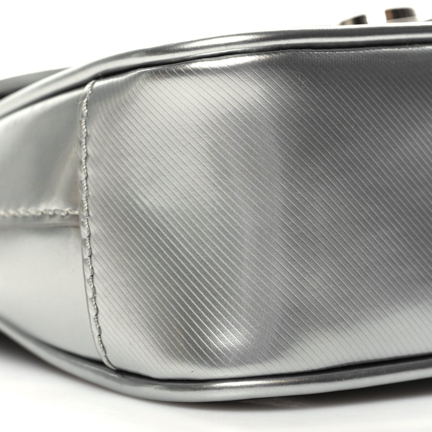Metallic Trench Calfskin Mini DK88 Top Handle Bag Silver