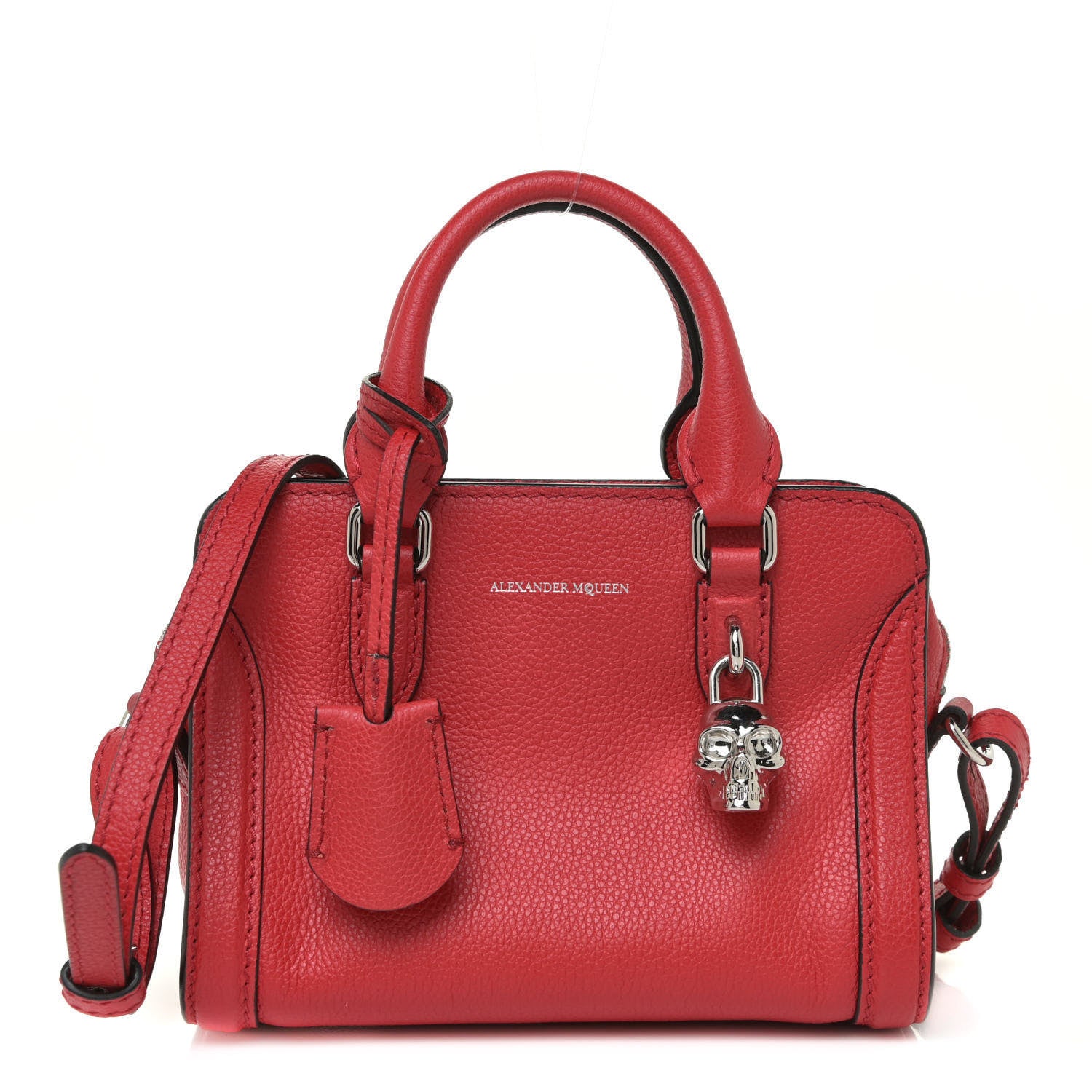Alexander McQueen Pebbled Calfskin Mini Padlock Tote Red 1 of 9